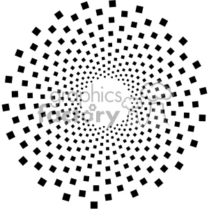 This clipart image features a geometric design consisting of multiple concentric circles made up of black squares, creating a spiral pattern with an open center.