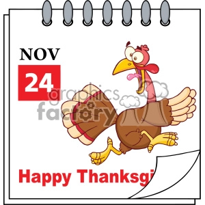 Cartoon Calendar Page With Cartoon Turkey Escape Vector