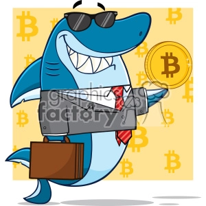 Business Shark Mascot with Bitcoin