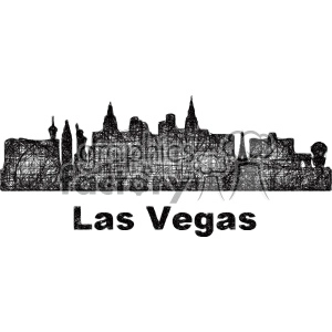 Scribble art silhouette of the Las Vegas skyline with the text 'Las Vegas' below it.