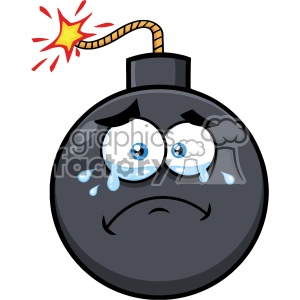A clipart image featuring a cartoon bomb with a lit fuse and a sad, crying face.