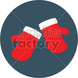 christmas mittens on navy blue circle background icon