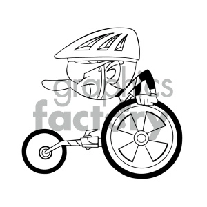 black and white cartoon disabled racer