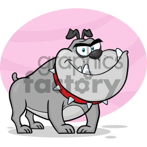 Cartoon Bulldog with Studded Collar