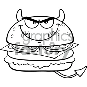 Angry Devil Burger Cartoon Mascot Character Vector Illustration Isolated On White Background