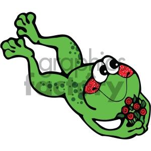 Cartoon Frog with Bouquet of Roses