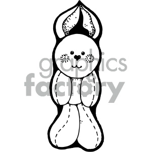 The clipart image shows a stylized depiction of a rabbit or bunny. It features prominent long ears, large eyes, a nose, and a mouth. The bunny is drawn with outlines and has patterns on its ears and cheeks that suggest fur texture.