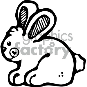 The clipart image depicts a stylized rabbit or bunny. It is drawn in a simple black and white outline style.