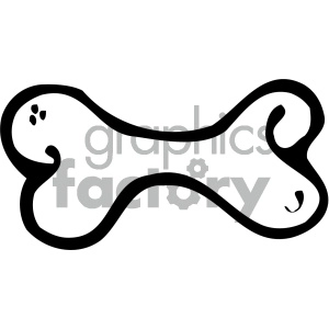 Simple black and white clipart image of a dog bone.