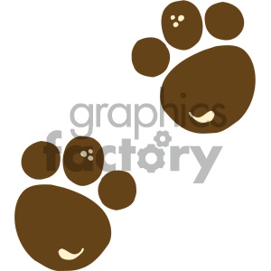 The clipart image shows a pair of stylized animal paw prints. Each paw print consists of a larger pad with four smaller toe pads above it.