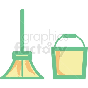 mop bucket flat vector icon