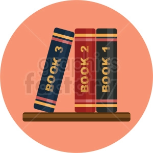 books on shelf vector flat icon clipart with circle background