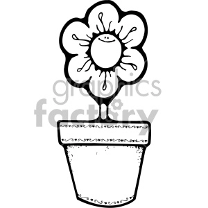 black and white daisy flower pot