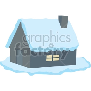 snow covered cabin no background