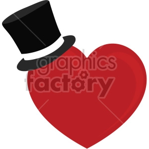 heart with top hat for valentines no background