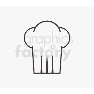 Simple clipart image of a chef's hat in outline style.