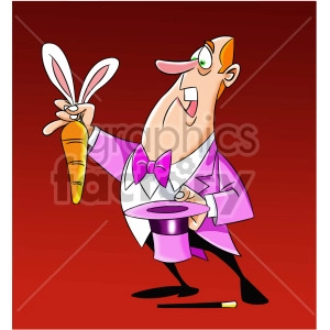 cartoon magician pulling carrot out of a hat