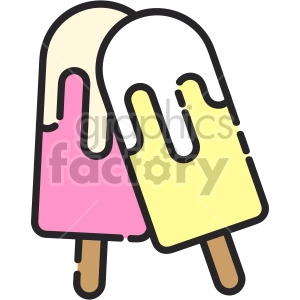 The clipart image shows two colorful ice creams popsicles