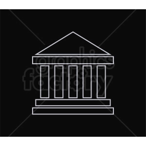 This clipart image features a minimalist line drawing of a classical building or temple with columns, set against a black background.