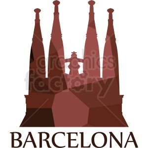 Clipart image featuring a stylized silhouette of the Sagrada Familia, a famous basilica in Barcelona, Spain, with the text 'Barcelona' at the bottom.