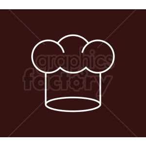 A minimalistic clipart image of a chef's hat outlined in white on a dark brown background.