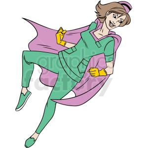 super hero nurse flying cartoon vector clipart