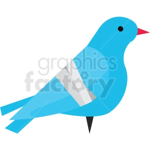 Clipart image of a blue and white bird with a red beak