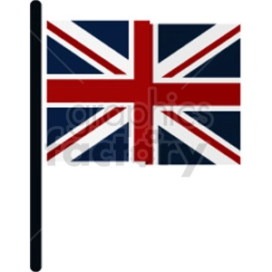 This clipart image contains an illustration of the flag of Great Britain, also known as the Union Jack, attached to a flagpole.