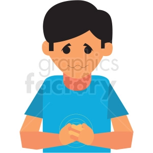boy with upset stomach vector icon