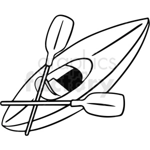 black and white cartoon kayak vector clipart