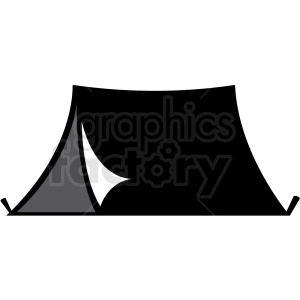 A simple black-and-white clipart image of a tent.