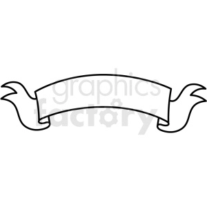 A black and white clipart image of a ribbon banner with waving ends.