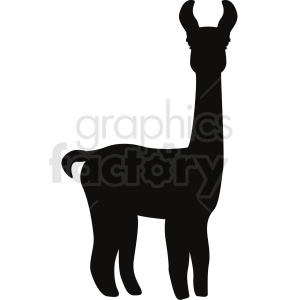 The clipart image shows a silhouette of a baby llama, with no background.
