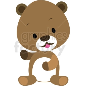 This clipart image features a cute cartoon bear standing upright. The bear has a simple and adorable design with a large head, small ears, black dots for eyes, a small black nose, and a visible tongue giving a friendly expression.
