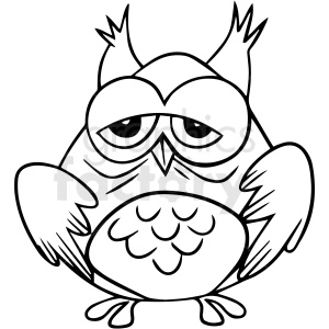 cartoon owl black white vector clipart