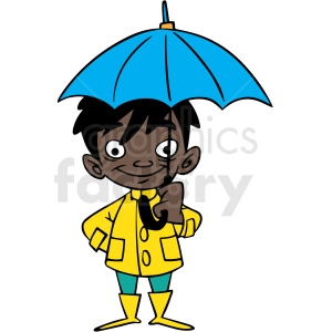 hispanic cartoon child holding umbrella vector