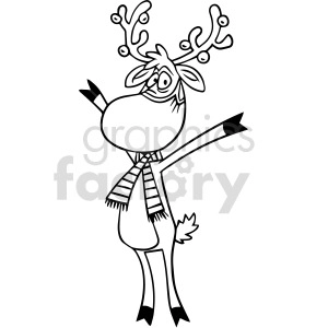black and white Christmas reindeer wearing mask vector clipart