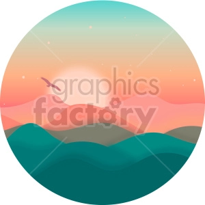 desert sunset vector clipart icon