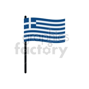 The image depicts the national flag of Greece, showing nine horizontal stripes in blue and white, with a white cross on a blue square in the upper left corner.