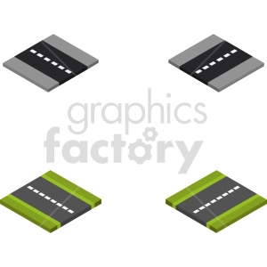 isometric road section vector icon clipart 3