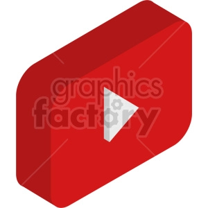 isometric play button vector icon clipart 3