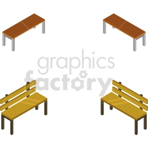 isometric bench vector icon clipart 2