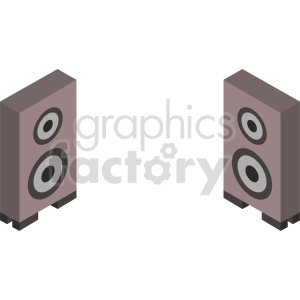 Isometric clipart image of two stereo speakers placed apart from each other.