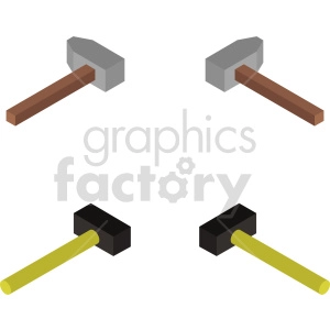 isometric hammer vector icon clipart 1
