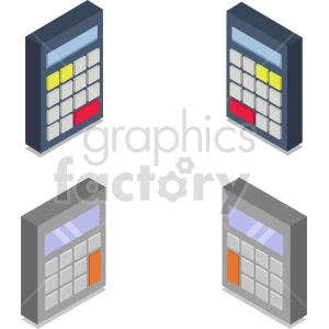 isometric calculators vector icon clipart bundle