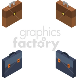 isometric briefcase vector icon clipart 1
