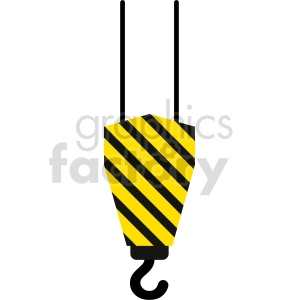 Clipart image of a construction crane hook with yellow and black diagonal stripes.