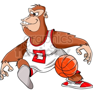 cartoon ape playing basketball clipart