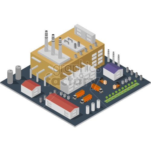 large isometric factory vector graphic