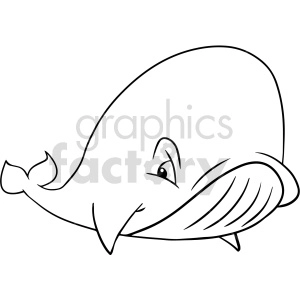 Cartoon Whale - Black and White